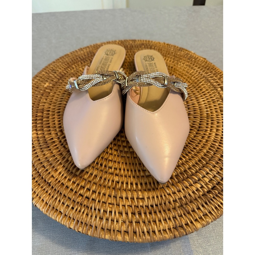 Harborsides Wander Comfortably Blush Pink Rhinestone Braided Mule Flats‎ 9W
